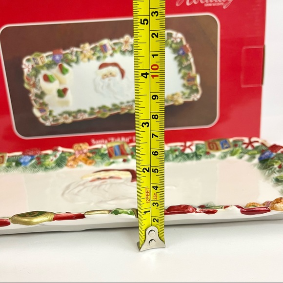 Holiday Home Accents Santa “Tid Bit” Tray Hand Painted Earthenware - Picture 5 of 7